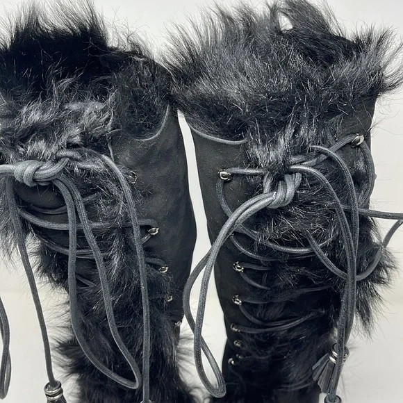 Emilio Pucci Black Shearling Winter Boots - Picture 2 of 11